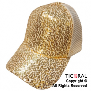 SOMB VISERA LENTEJUELAS ORO CAP x 1